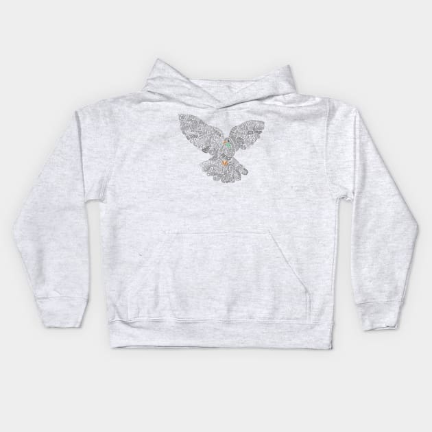 Typographic Peace Dove (white) Kids Hoodie by vo_maria